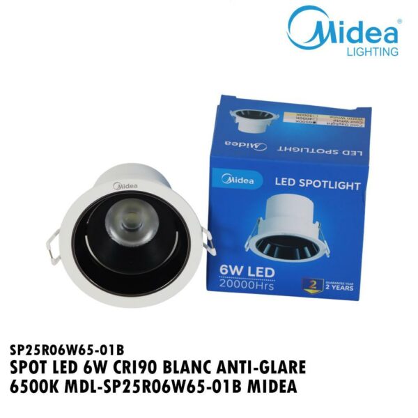 SPOT LED 6W CRI90 BLANC ANTI-GLARE 6500K MDL-SP25R06W65-01B MIDEA