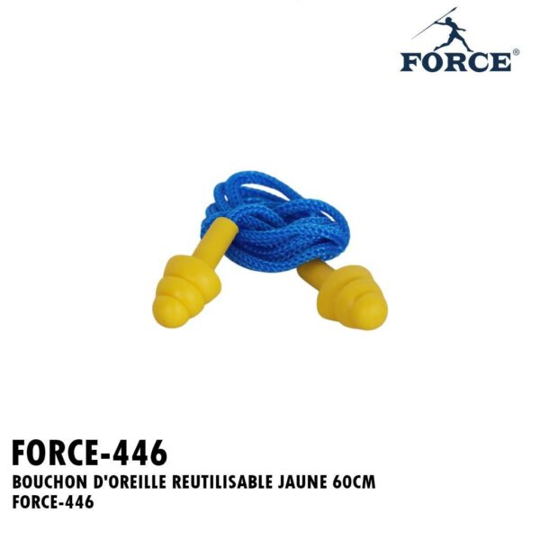 BOUCHON D'OREILLE REUTILISABLE JAUNE 60CM FORCE-446
