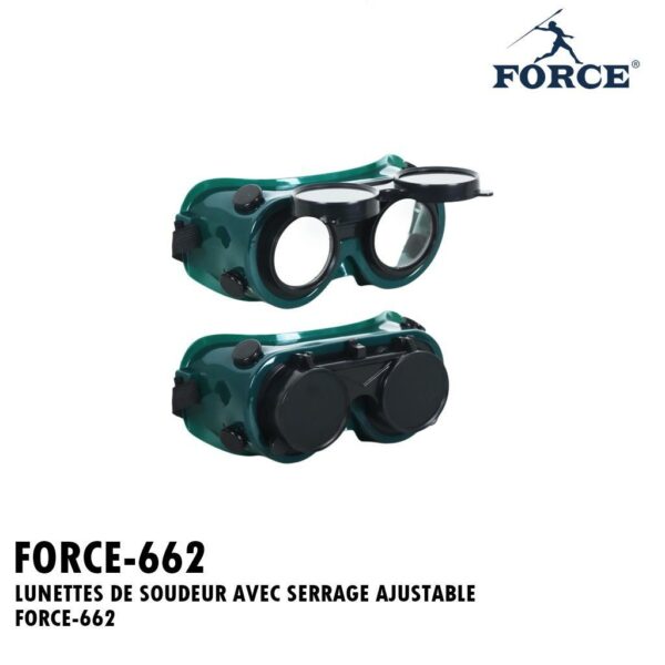 LUNETTES DE SOUDEUR AVEC SERRAGE AJUSTABLE FORCE-662