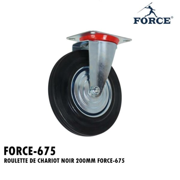 ROULETTE DE CHARIOT NOIR 200MM FORCE-675