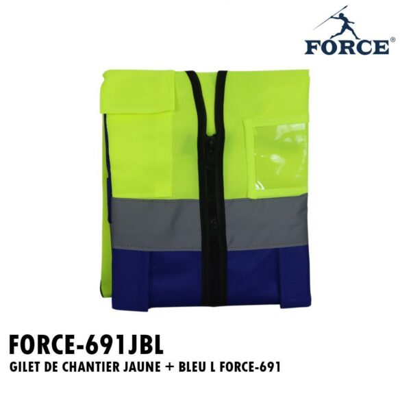 GILET DE CHANTIER JAUNE + BLEU L FORCE-691