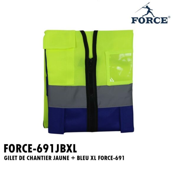 GILET DE CHANTIER JAUNE + BLEU XL FORCE-691