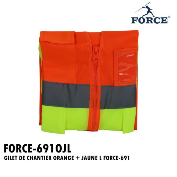 GILET DE CHANTIER ORANGE + JAUNE L FORCE-691