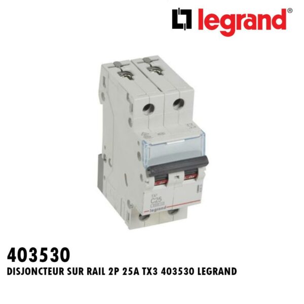 DISJONCTEUR SUR RAIL 2P 25A TX3 403530 LEGRAND