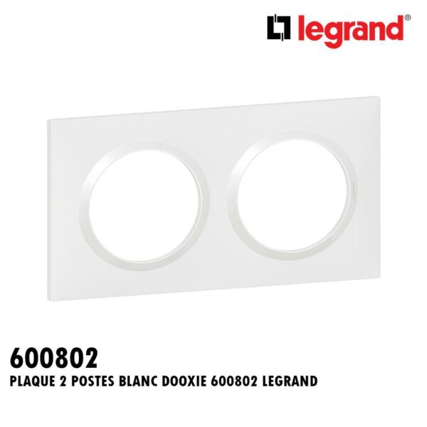 PLAQUE 2 POSTES BLANC DOOXIE 600802 LEGRAND