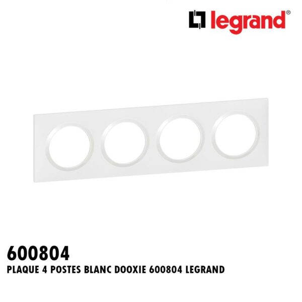 PLAQUE 4 POSTES BLANC DOOXIE 600804 LEGRAND