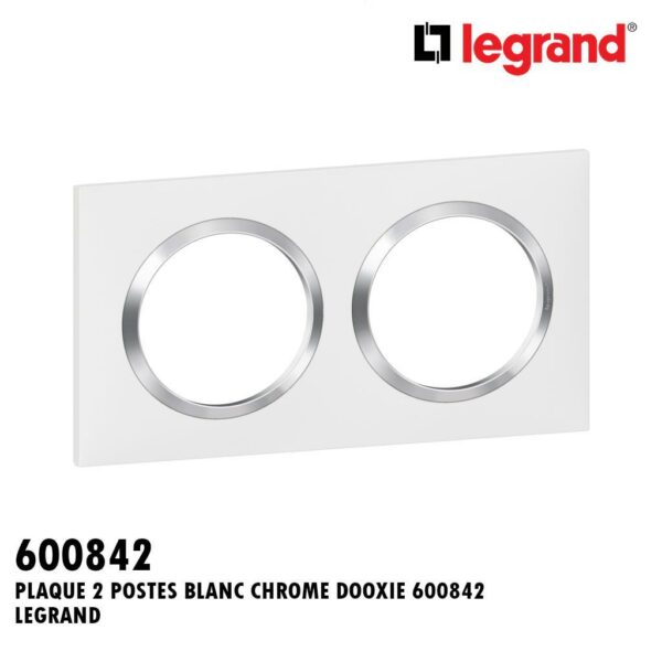 PLAQUE 2 POSTES BLANC CHROME DOOXIE 600842 LEGRAND