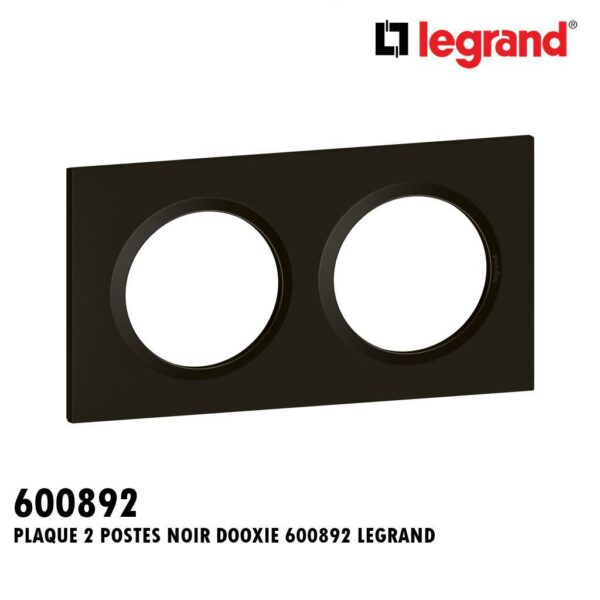 PLAQUE 2 POSTES NOIR DOOXIE 600892 LEGRAND