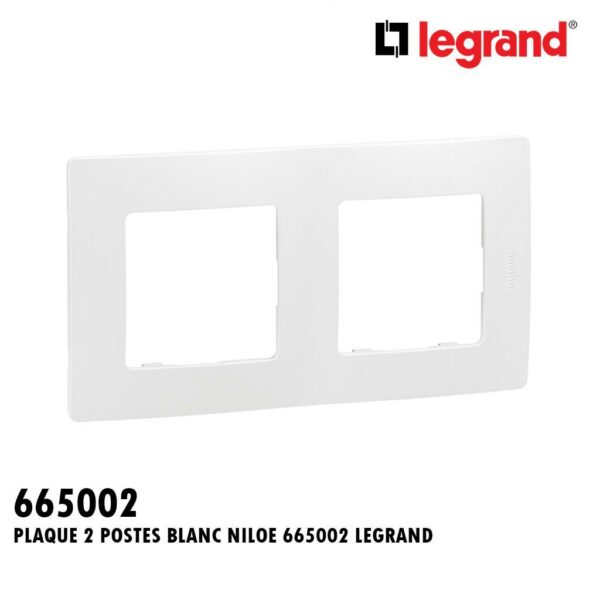 PLAQUE 2 POSTES BLANC NILOE 665002 LEGRAND