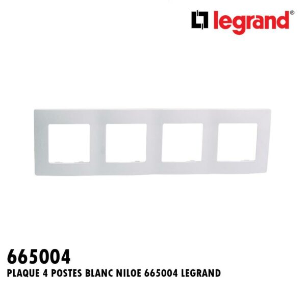 PLAQUE 4 POSTES BLANC NILOE 665004 LEGRAND