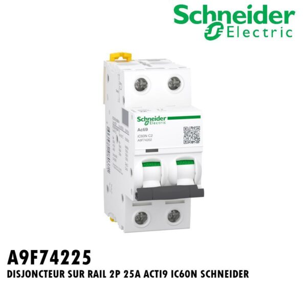DISJONCTEUR SUR RAIL 2P 25A ACTI9 IC60N SCHNEIDER