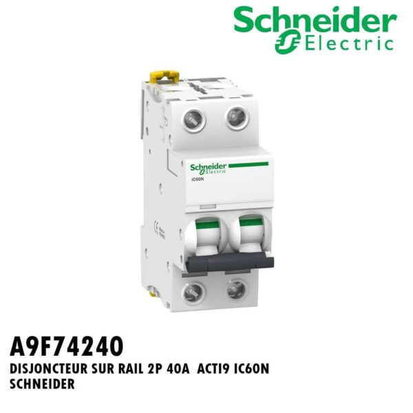 DISJONCTEUR SUR RAIL 2P 40A ACTI9 IC60N SCHNEIDER