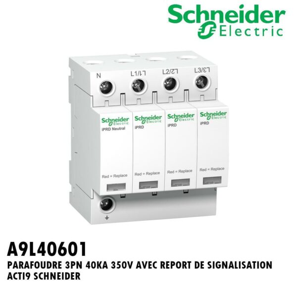 PARAFOUDRE 3PN 40KA 350V AVEC REPORT DE SIGNALISATION ACTI9 SCHNEIDER