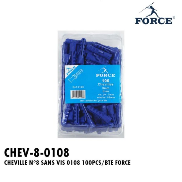 CHEVILLE N°8 SANS VIS 0108 100PCS/BTE FORCE
