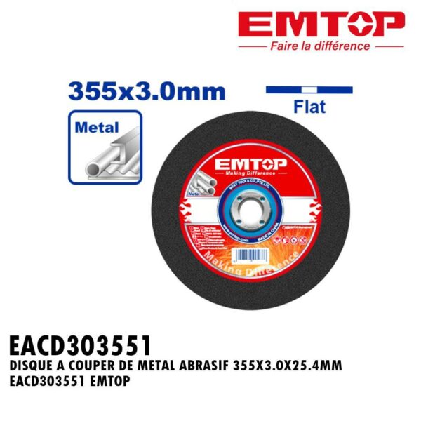 DISQUE A COUPER DE METAL ABRASIF 355X3.0X25.4MM EACD303551 EMTOP