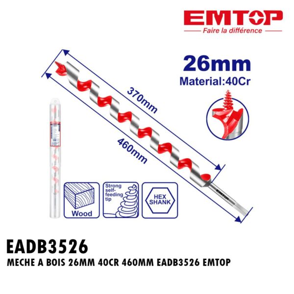 MECHE A BOIS 26MM 40CR 460MM EADB3526 EMTOP