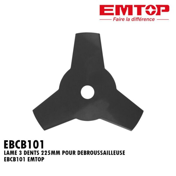 LAME 3 DENTS 225MM POUR DEBROUSSAILLEUSE EBCB101 EMTOP