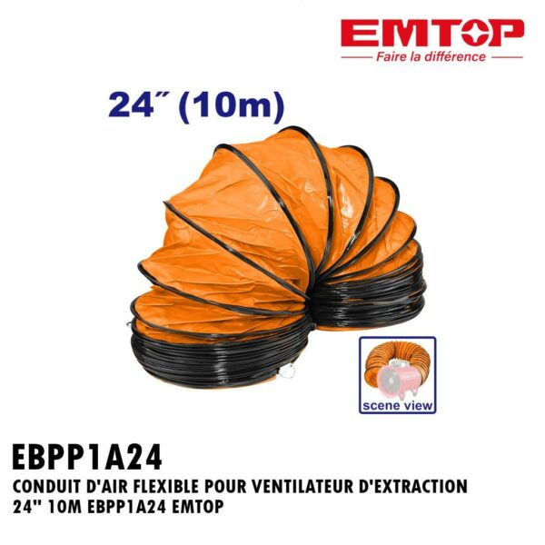 CONDUIT D'AIR FLEXIBLE POUR VENTILATEUR D'EXTRACTION 24" 10M EBPP1A24 EMTOP