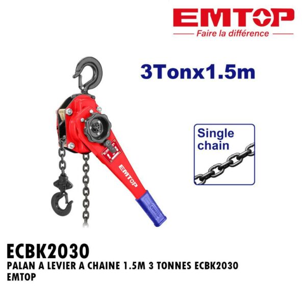 PALAN A LEVIER A CHAINE 1.5M 3 TONNES ECBK2030 EMTOP