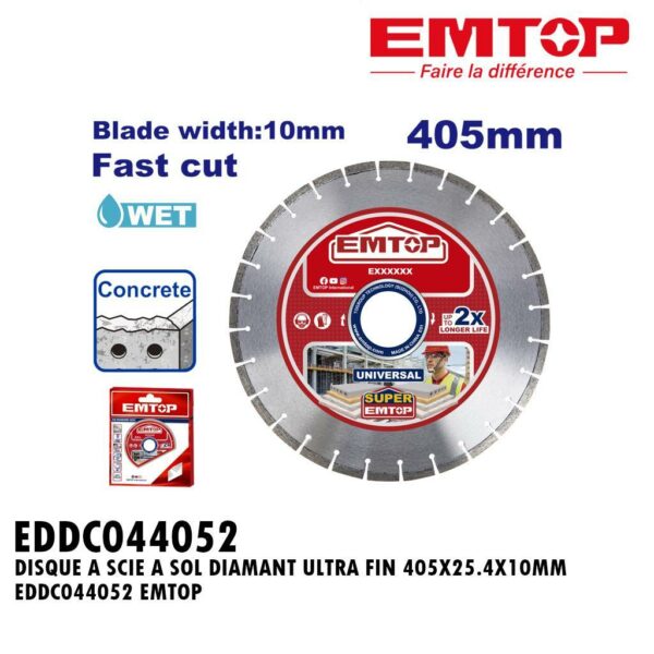 DISQUE A SCIE A SOL DIAMANT ULTRA FIN 405X25.4X10MM EDDC044052 EMTOP