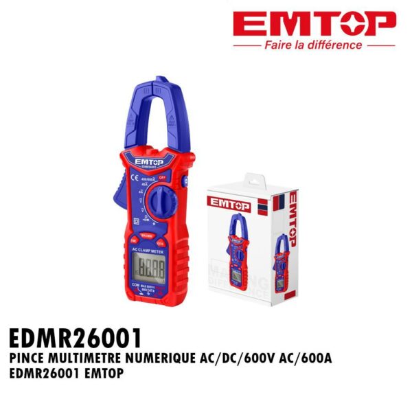 PINCE MULTIMETRE NUMERIQUE AC/DC/600V AC/600A EDMR26001 EMTOP