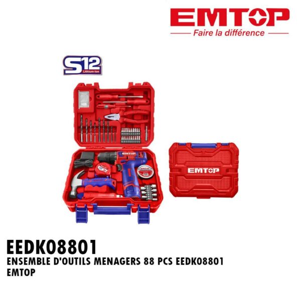 ENSEMBLE DOUTILS MENAGERS 88 PCS EEDK08801 EMTOP