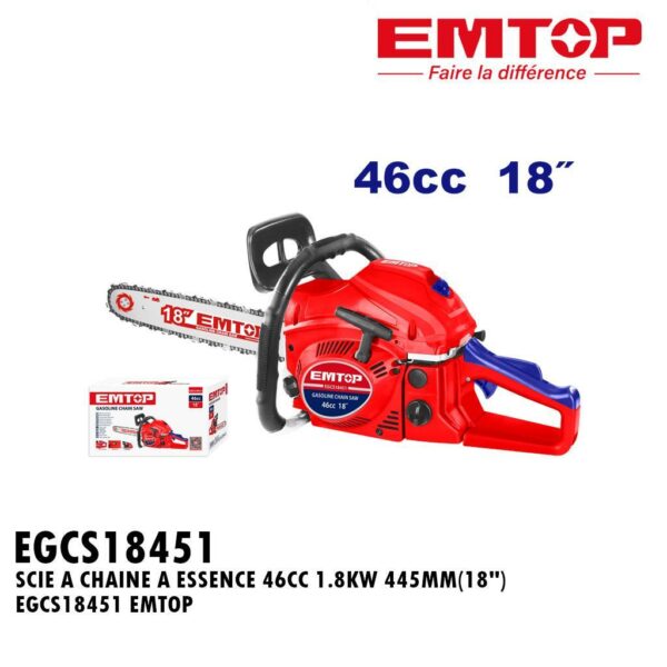 SCIE A CHAINE A ESSENCE 46CC 1.8KW 445MM(18") EGCS18451 EMTOP
