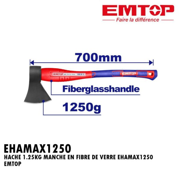 HACHE 1.25KG MANCHE EN FIBRE DE VERRE EHAMAX1250 EMTOP