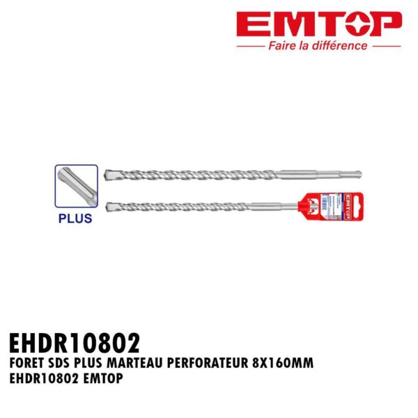 FORET SDS PLUS MARTEAU PERFORATEUR 8X160MM EHDR10802 EMTOP