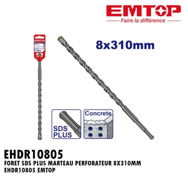 FORET SDS PLUS MARTEAU PERFORATEUR 8X310MM EHDR10805 EMTOP