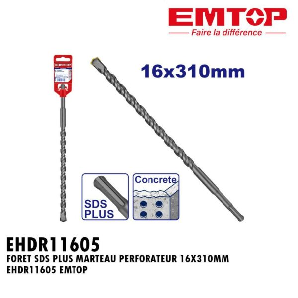 FORET SDS PLUS MARTEAU PERFORATEUR 16X310MM EHDR11605 EMTOP