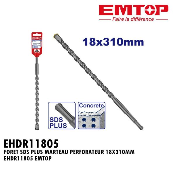 FORET SDS PLUS MARTEAU PERFORATEUR 18X310MM EHDR11805 EMTOP