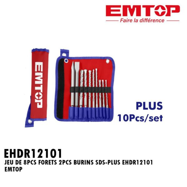 JEU DE 8PCS FORETS 2PCS BURINS SDS-PLUS EHDR12101 EMTOP