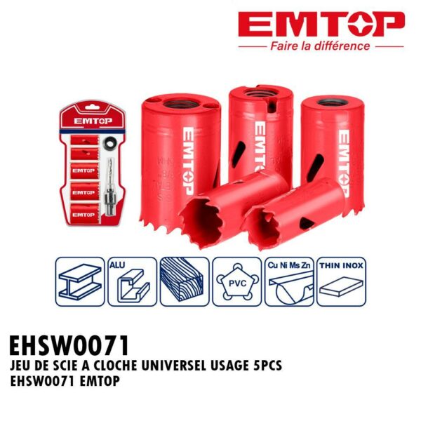 JEU DE SCIE A CLOCHE UNIVERSEL USAGE 5PCS EHSW0071 EMTOP