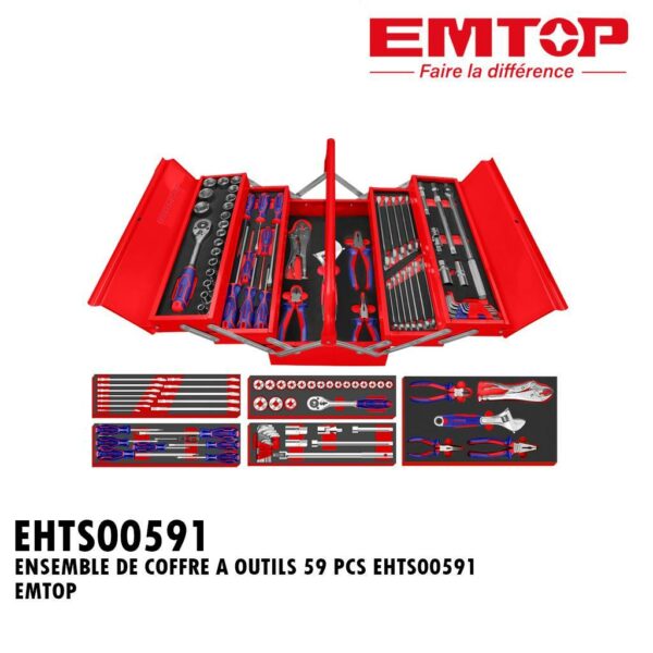 ENSEMBLE DE COFFRE A OUTILS 59 PCS EHTS00591 EMTOP