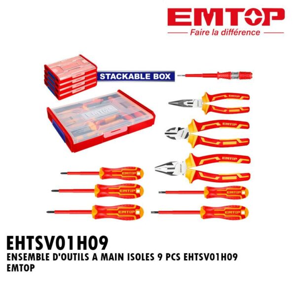 ENSEMBLE D'OUTILS A MAIN ISOLES 9 PCS EHTSV01H09 EMTOP