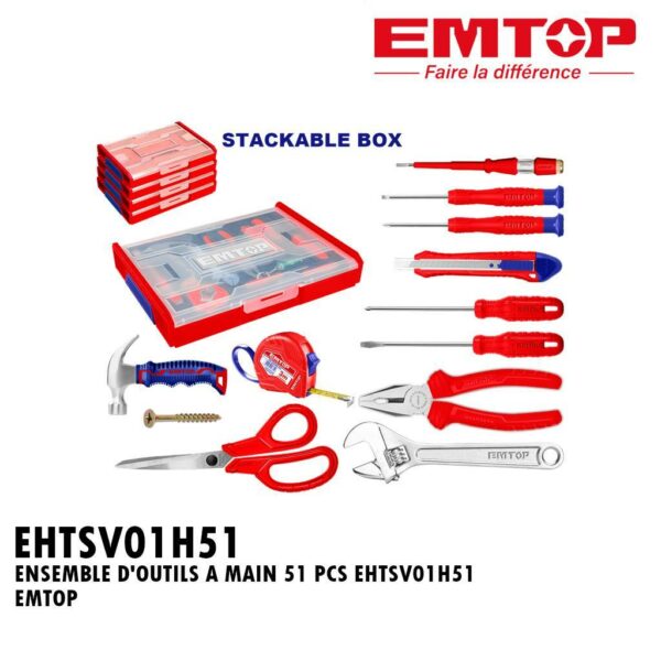 ENSEMBLE DOUTILS A MAIN 51 PCS EHTSV01H51 EMTOP