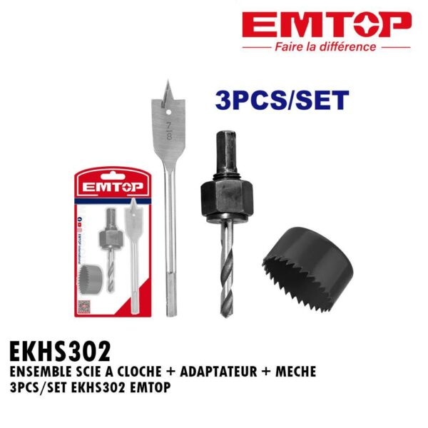 ENSEMBLE SCIE A CLOCHE + ADAPTATEUR + MECHE 3PCS/SET EKHS302 EMTOP