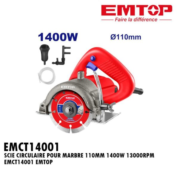 SCIE CIRCULAIRE POUR MARBRE 110MM 1400W 13000RPM EMCT14001 EMTOP