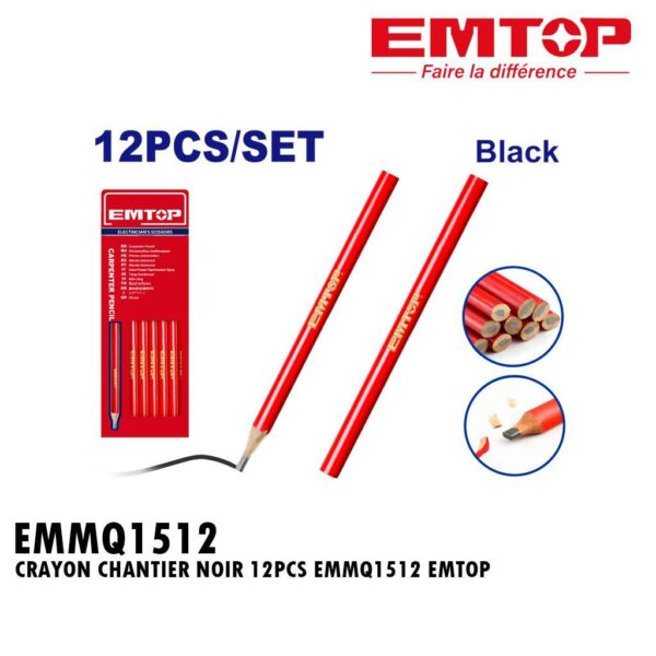 CRAYON CHANTIER NOIR 12PCS EMMQ1512 EMTOP