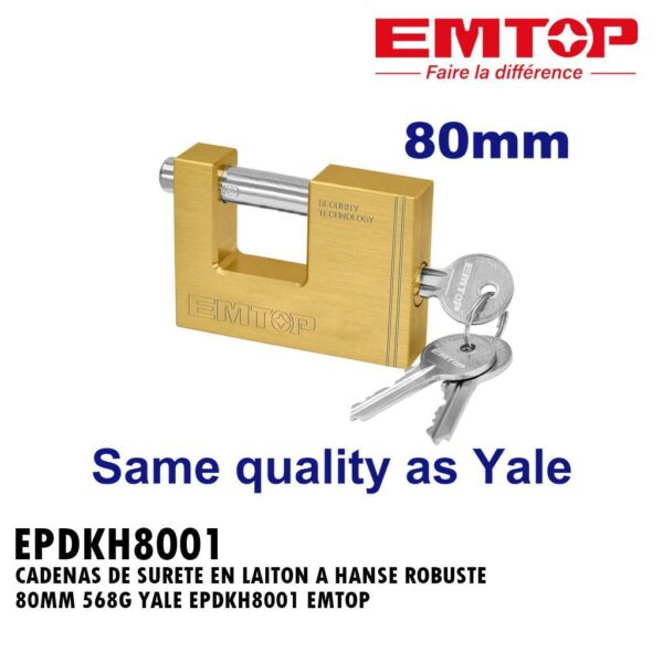 CADENAS DE SURETE EN LAITON A HANSE ROBUSTE 80MM 568G YALE EPDKH8001 EMTOP