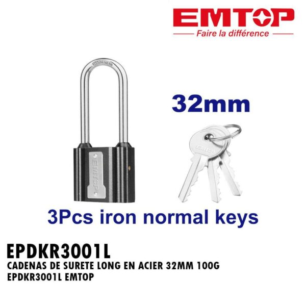 CADENAS DE SURETE LONG EN ACIER 32MM 100G EPDKR3001L EMTOP