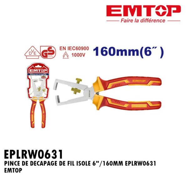 PINCE DE DECAPAGE DE FIL ISOLE 6"/160MM EPLRW0631 EMTOP
