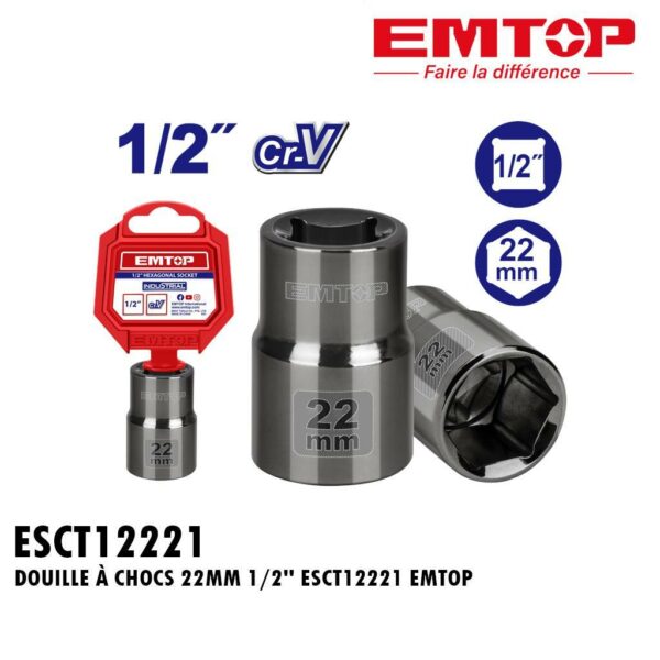 DOUILLE À CHOCS 22MM 1/2'' ESCT12221 EMTOP