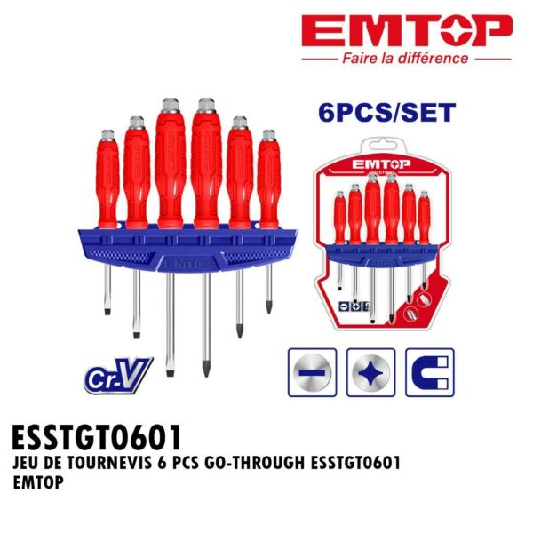 JEU DE TOURNEVIS 6 PCS GO-THROUGH ESSTGT0601 EMTOP