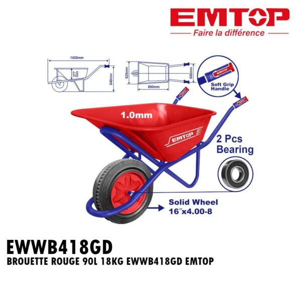 BROUETTE ROUGE 90L 18KG EWWB418GD EMTOP
