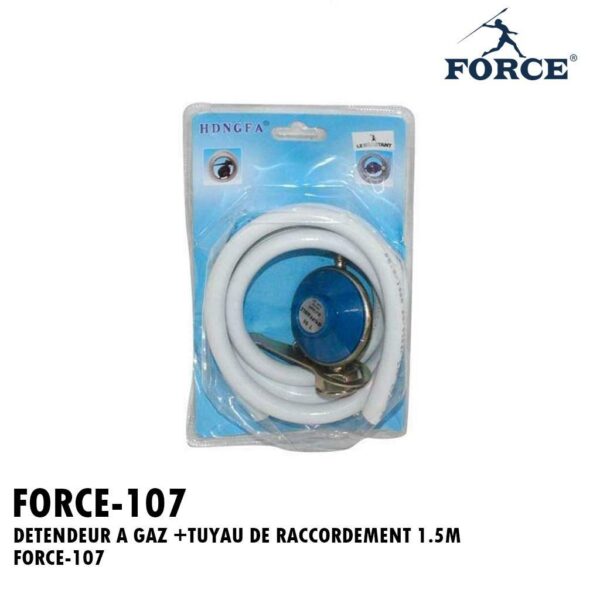 DETENDEUR A GAZ +TUYAU DE RACCORDEMENT 1.5M FORCE-107