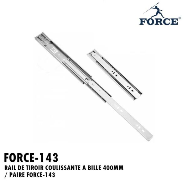 RAIL DE TIROIR COULISSANTE A BILLE 400MM / PAIRE FORCE-143