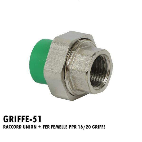 RACCORD UNION + FER FEMELLE PPR 16/20 GRIFFE