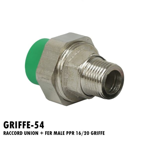 RACCORD UNION + FER MALE PPR 16/20 GRIFFE